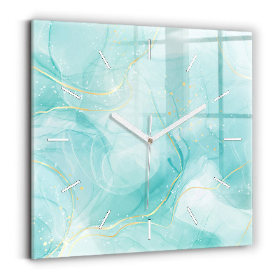 Square glass wall clock Abstract marble