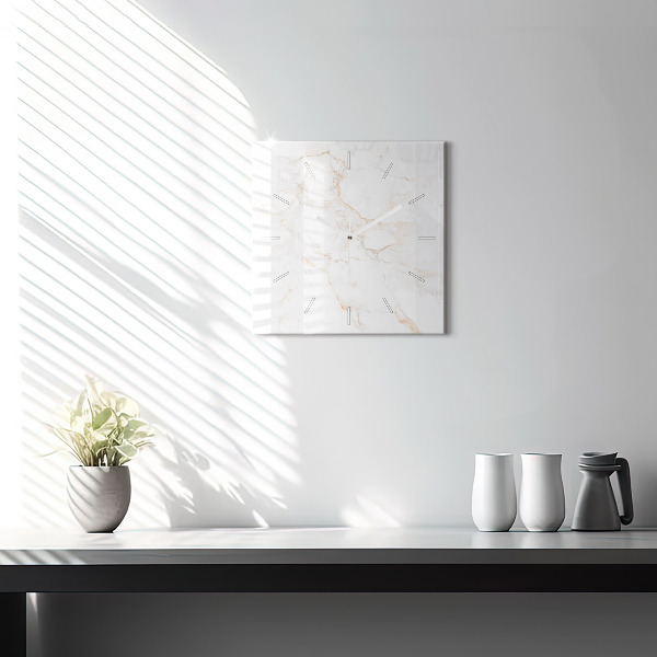 Square glass wall clock Elegant marble