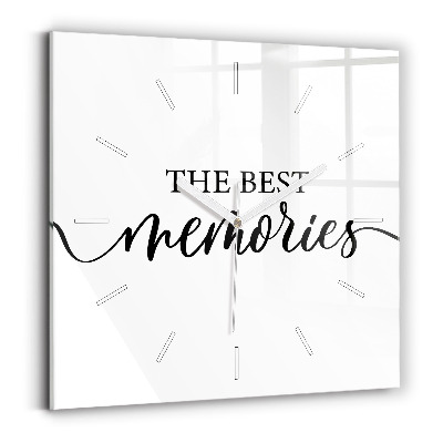 Square glass wall clock The inscription Memories