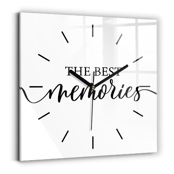 Square glass wall clock The inscription Memories
