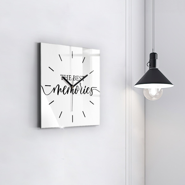 Square glass wall clock The inscription Memories
