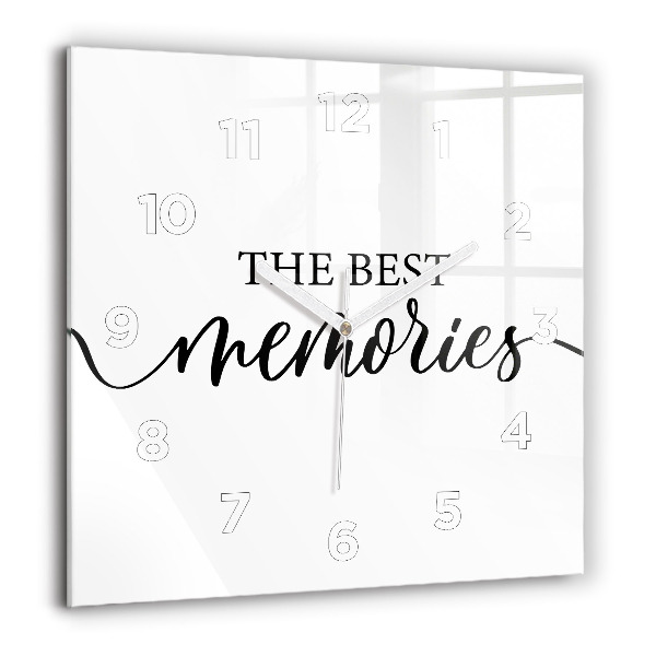 Square glass wall clock The inscription Memories