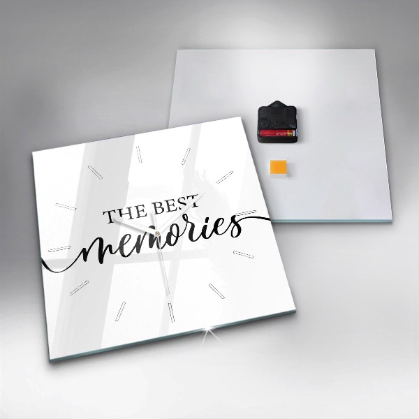 Square glass wall clock The inscription Memories
