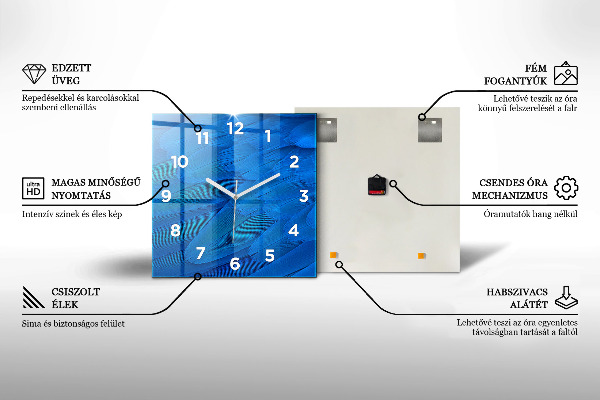 Square glass wall clock The inscription Memories