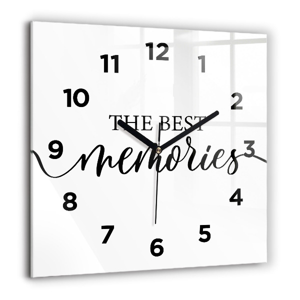 Square glass wall clock The inscription Memories
