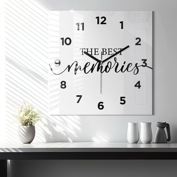 Square glass wall clock The inscription Memories