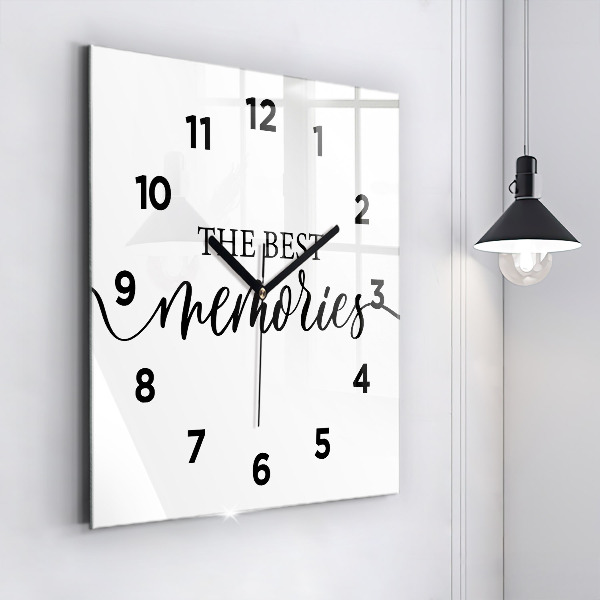 Square glass wall clock The inscription Memories