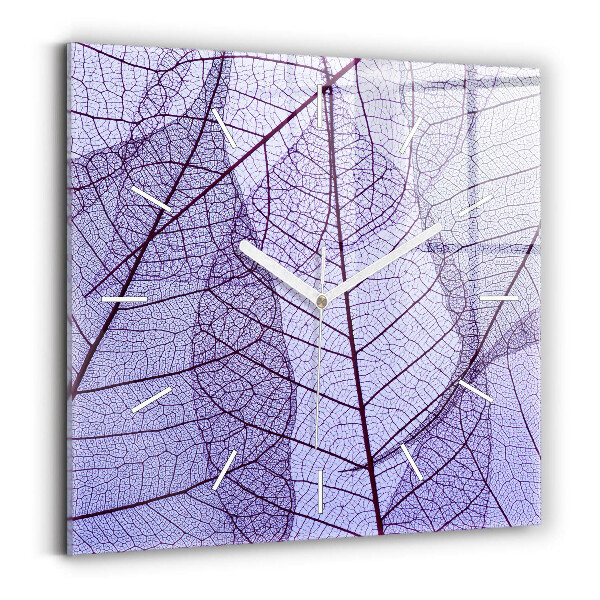 Square glass wall clock Leaves – nature
