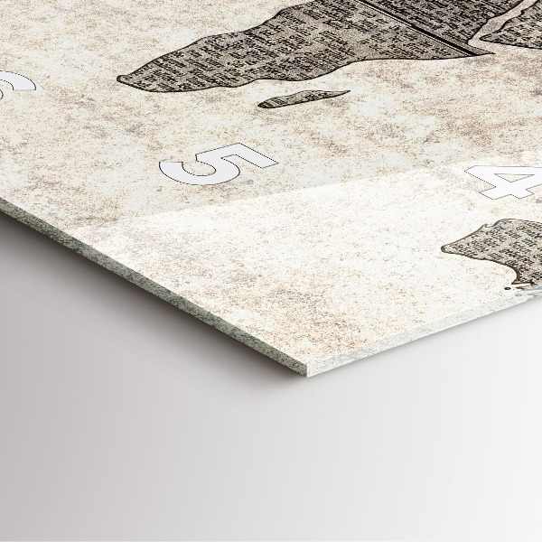 Square glass wall clock World map newspaper