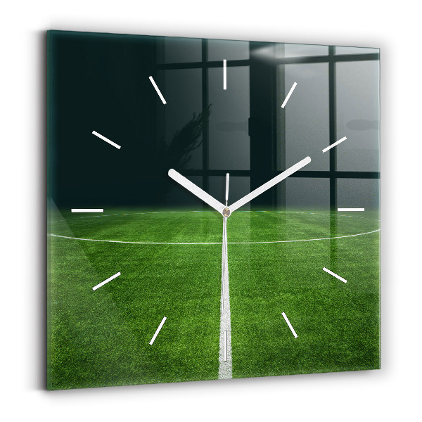 Square glass wall clock Football pitch