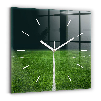 Square glass wall clock Football pitch