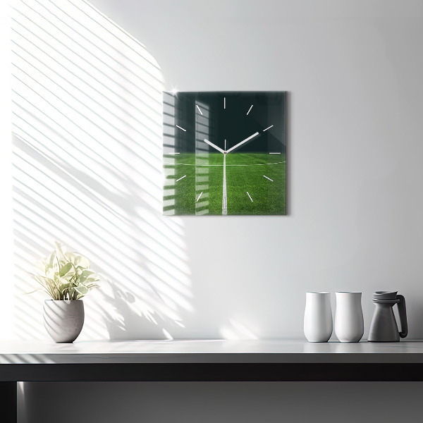 Square glass wall clock Football pitch