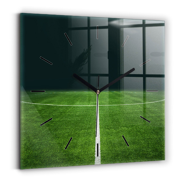 Square glass wall clock Football pitch