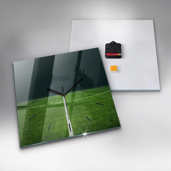 Square glass wall clock Football pitch