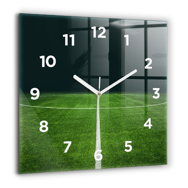 Square glass wall clock Football pitch