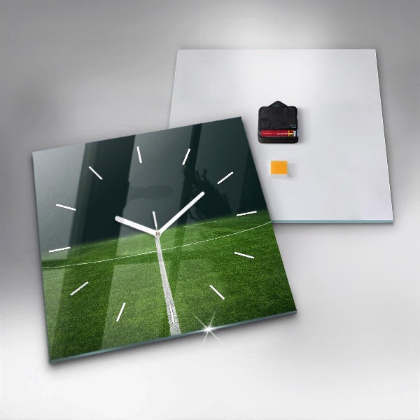 Square glass wall clock Football pitch