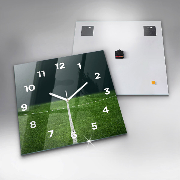 Square glass wall clock Football pitch