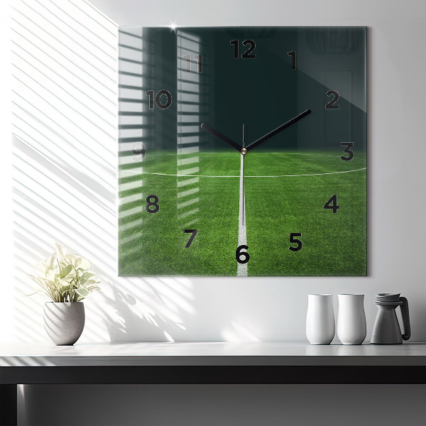 Square glass wall clock Football pitch