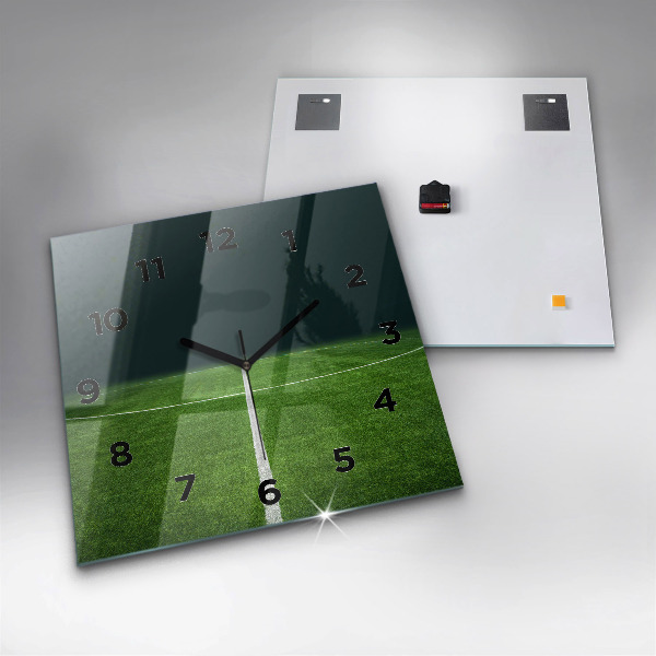 Square glass wall clock Football pitch