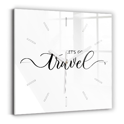Square glass wall clock The inscription Travel