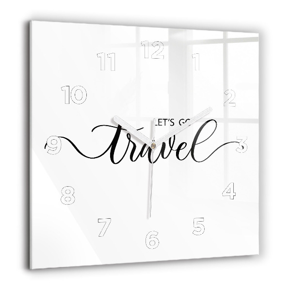 Square glass wall clock The inscription Travel