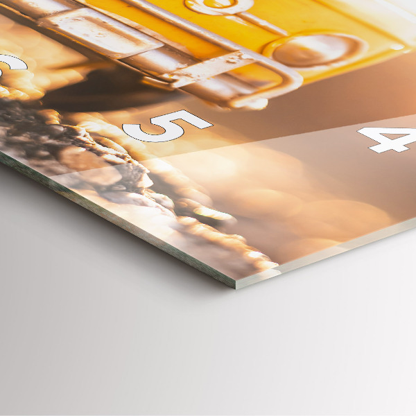 Square glass wall clock Car on vacation