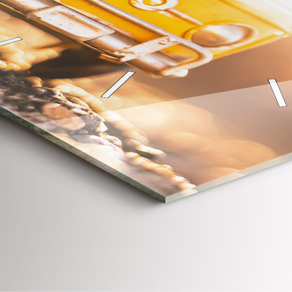 Square glass wall clock Car on vacation