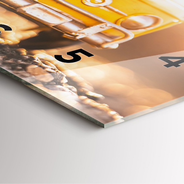 Square glass wall clock Car on vacation