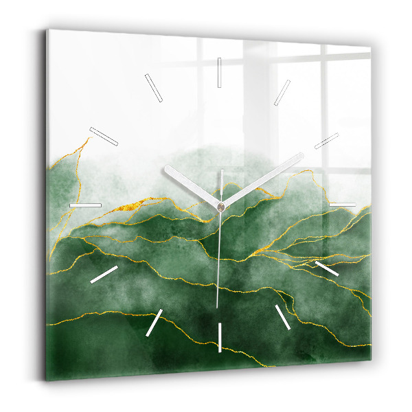 Square glass wall clock Abstraction leaves