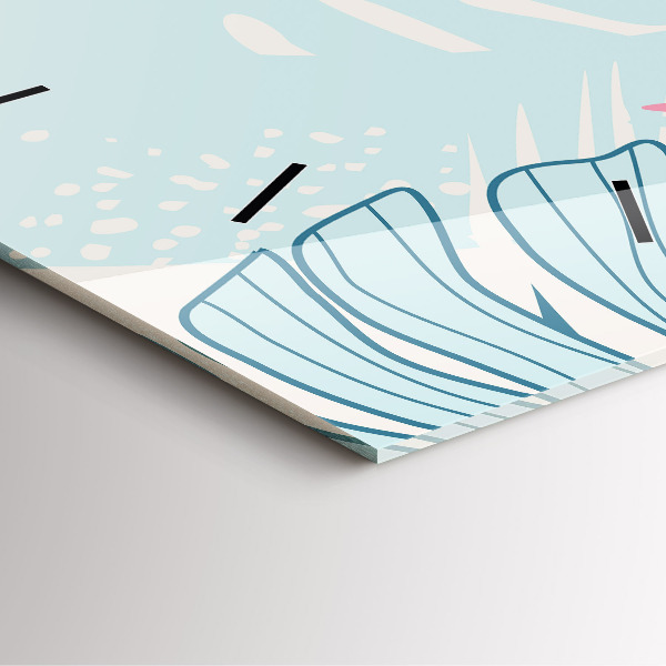 Square glass wall clock Pastel Leaves – Tropics