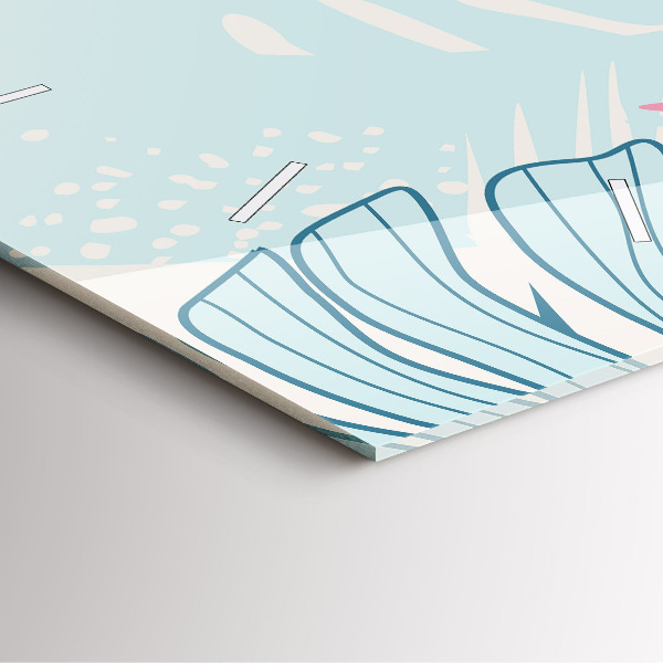 Square glass wall clock Pastel Leaves – Tropics