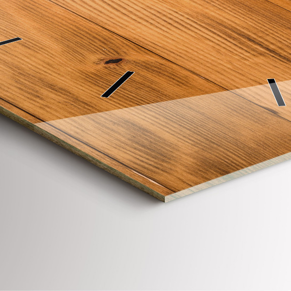 Square glass wall clock Wooden boards