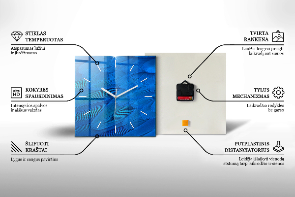 Square glass wall clock Tulip flower bouquet