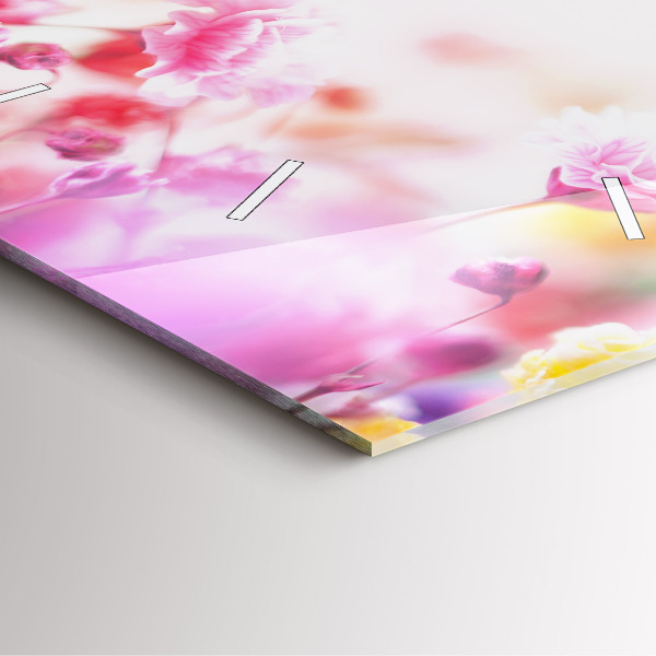 Square glass wall clock Flowers in the meadow