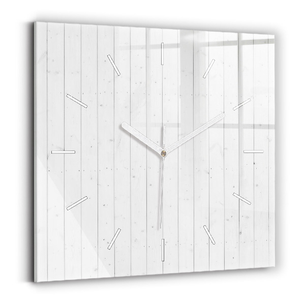 Square glass wall clock Wooden panels pattern