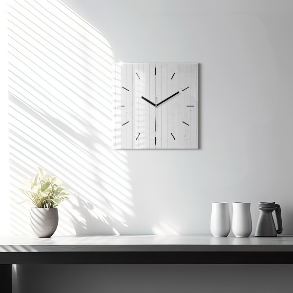 Square glass wall clock Wooden panels pattern