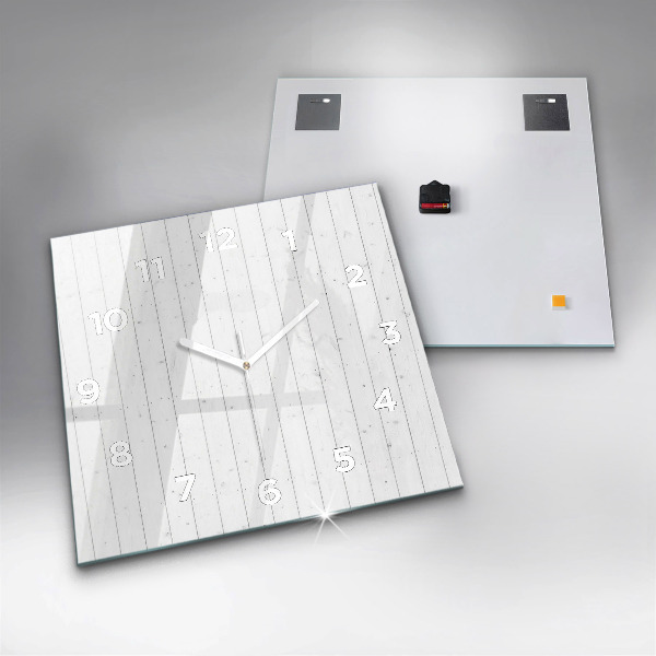 Square glass wall clock Wooden panels pattern