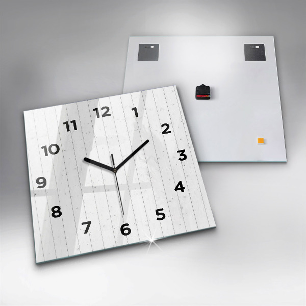 Square glass wall clock Wooden panels pattern