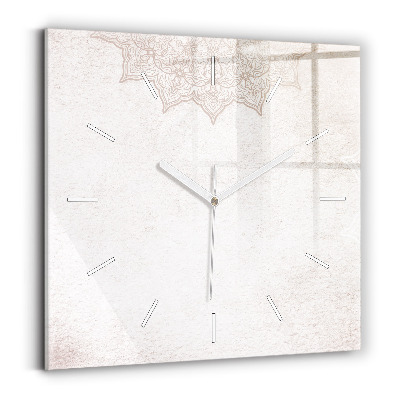 Square glass wall clock Decorative pattern