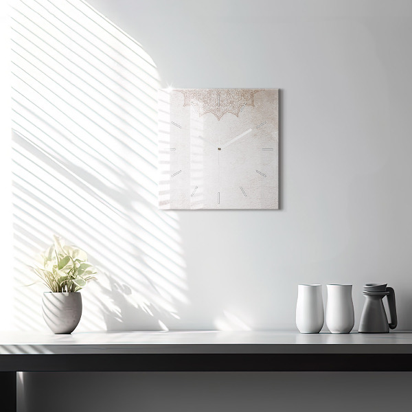 Square glass wall clock Decorative pattern