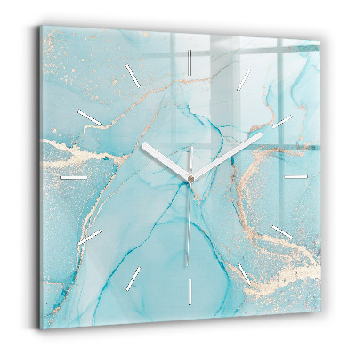 Square glass wall clock Decorative marble