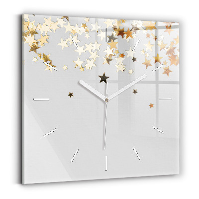 Square glass wall clock Stars on a light background