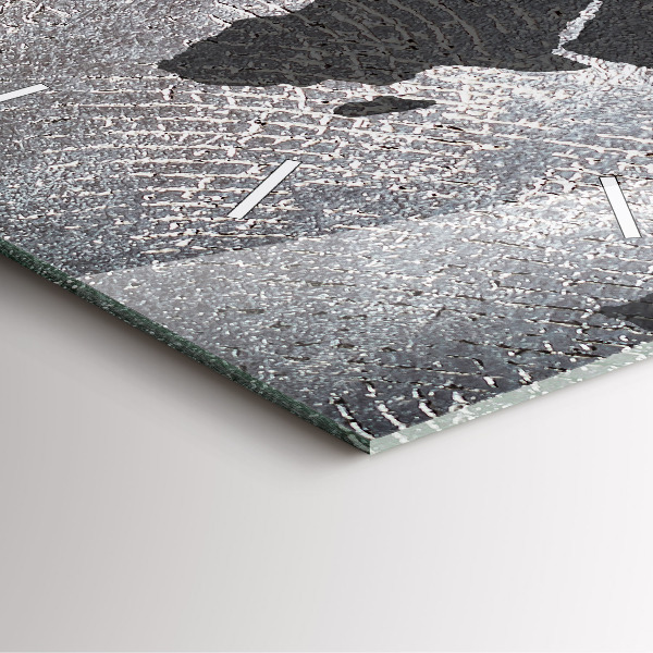 Square glass wall clock World map concrete