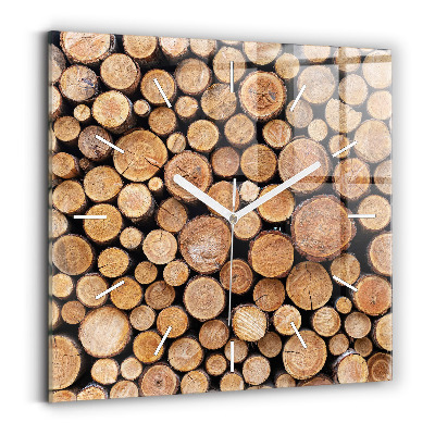 Square glass wall clock Tree rings