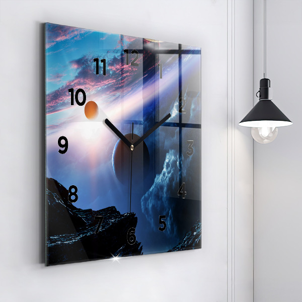 Square glass wall clock Great Galaxy