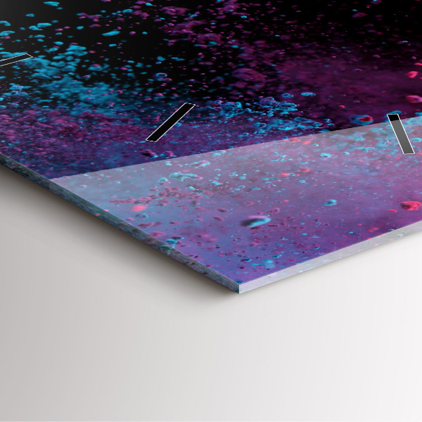 Square glass wall clock Explosion of colors