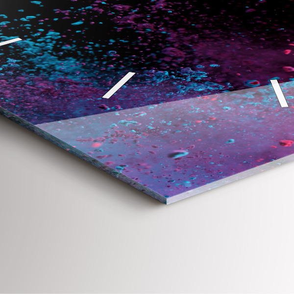 Square glass wall clock Explosion of colors