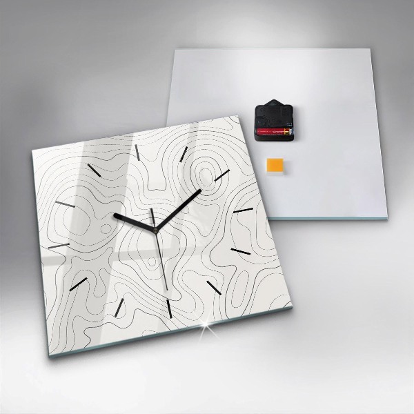 Square glass wall clock Abstraction spots