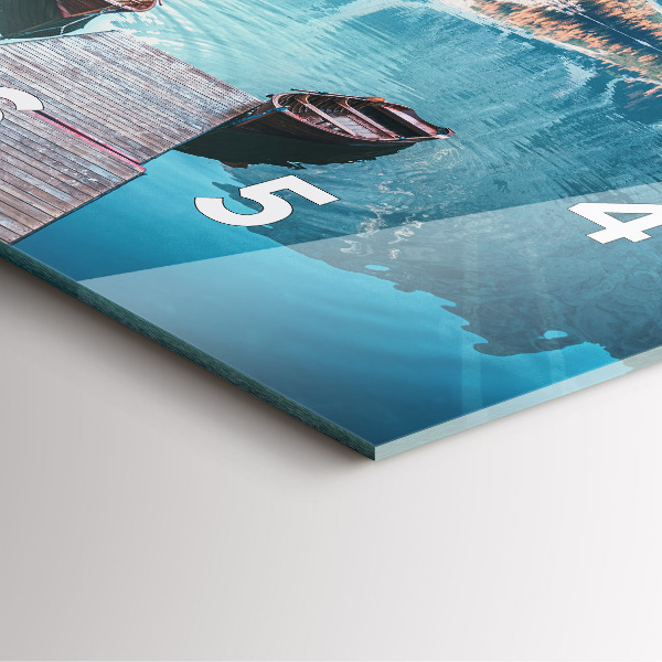 Square glass wall clock Boats on the lake