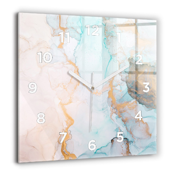 Square glass wall clock Abstract painting